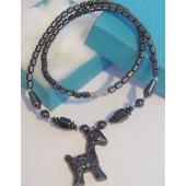 Hematite Stone Giraffe Pendant Chain Choker Fashion Necklace